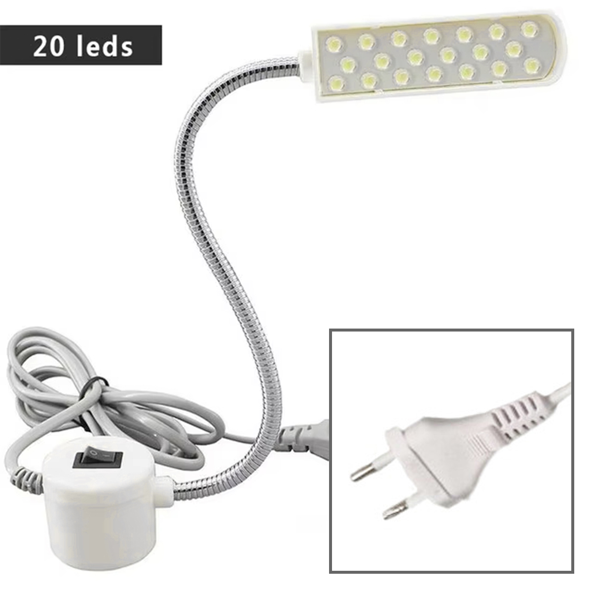 Industriële Geleide Licht 1w 2w 3w Flexibele Werklicht Adsorbed Basisarm Gooseneck Werken Eu/Us Plug Hanger Magnetische Naaimachine: Licht Geel