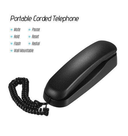 Guest room hotel phone Office phone desk wall dual-purpose small hook extension Mini Corded Landline Phone Fixed Telephone