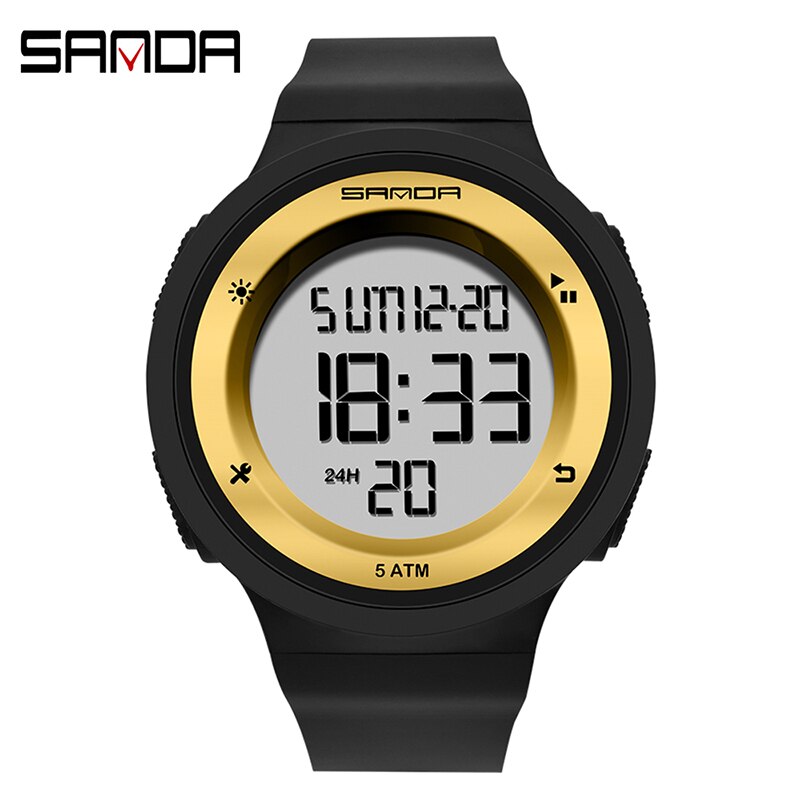 Digitale dameshorloges, jongens, meisjes, studenten, led siliconen horloge, roze, mooie digitale dameshorloges, alarm, vrouwelijke relogio: Zwart goud