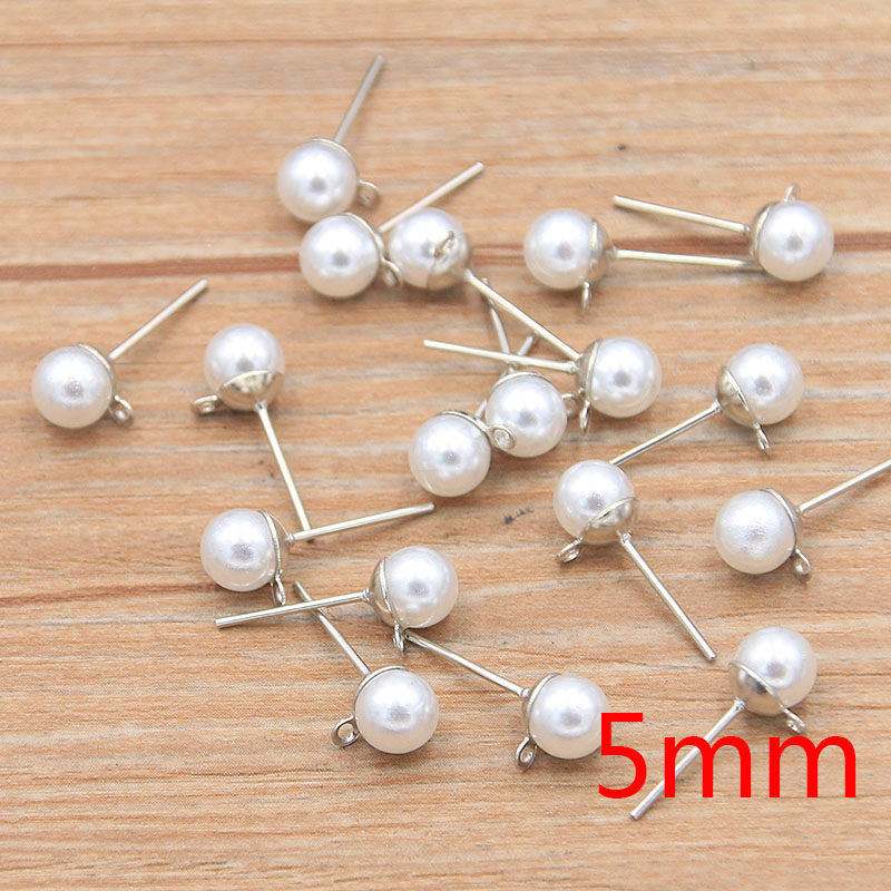 50 Stuks 2 Kleur DIY Imitatie Parel Oorbellen Bevindingen Met Baksteen Sluitingen Sieraden Maken Accessoires Ijzeren Haak Slangetje Handgemaakte: GRIJS