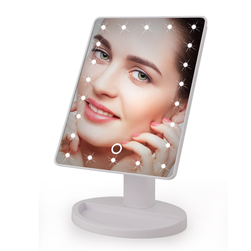 22 LED Lights Touch Screen Adjustable 180 Degree Rotation Makeup Mirror 1X 10X Magnifying Mirrors Vanity 16 Lights Table Mirror: 22 Led White