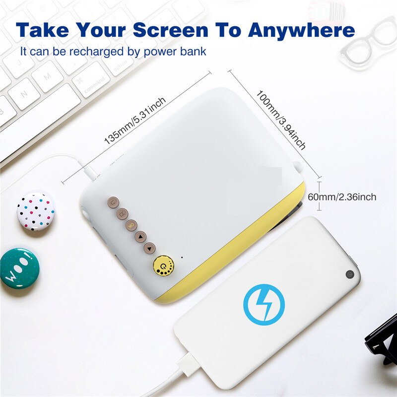 Exquizon  yg300 uppgradering  yg200 mini led fickprojektor hem beamer barn usb hdmi video portabel projektor valfritt batteri