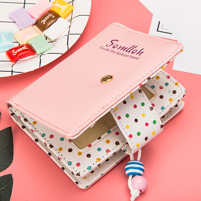 Women Small Wallet Cartoon Dots Cute Coin Purse Hasp Card Holder Womens Wallets and Purses Female Wallets Famous Brand