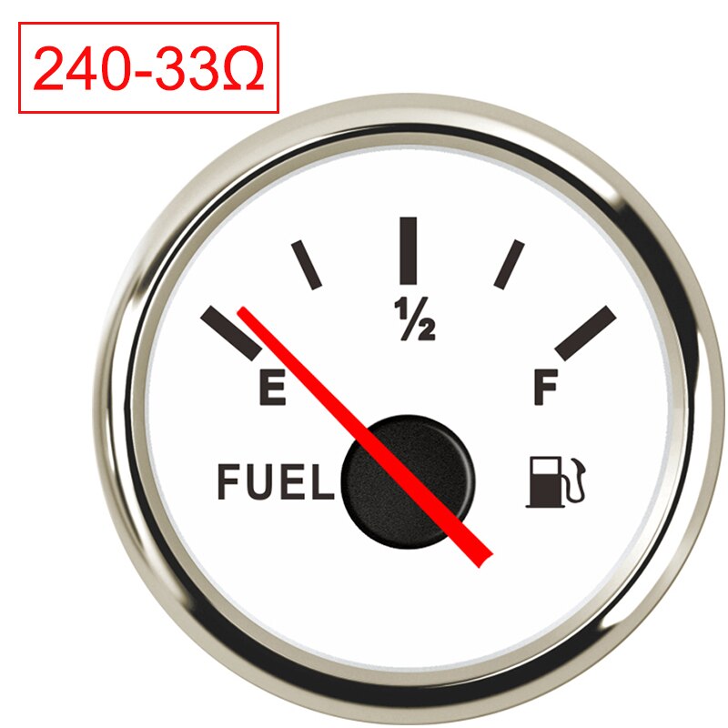 52mm indicador de nivel de combustible coche digital medidor de partes automotrices indicadores 12V 24V para Universal para barco del camión del coche RV Camper de la motocicleta: White Silver 240-33