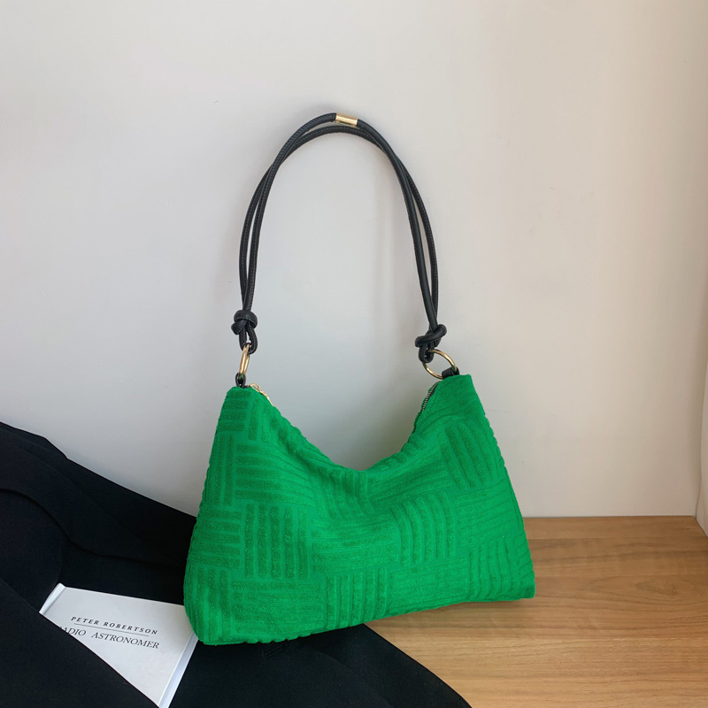 Winter Groen/Rose Ins Elegante Grote Hobo Tassen Vrouwen Katoen Comfy Soft Schoudertassen: green