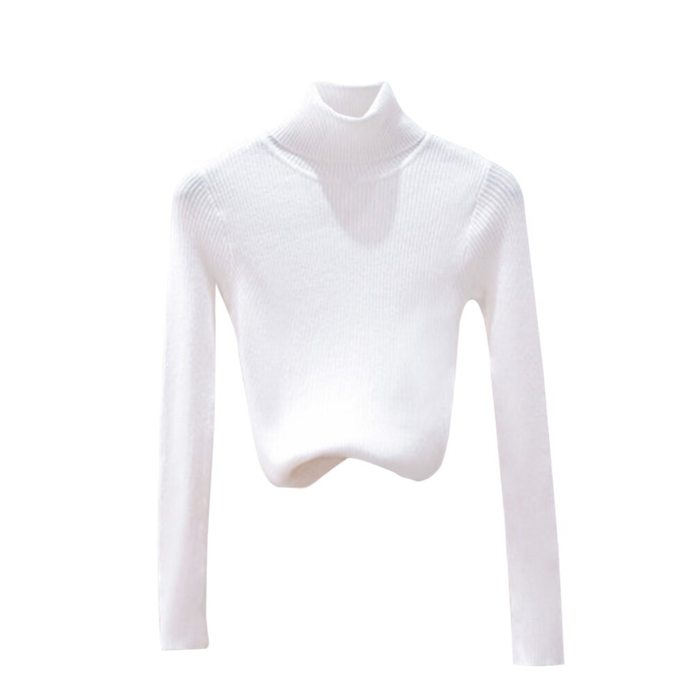 Muyogrt kvinnor baströjor höst vinter toppar slim fit dam pullover solid stickad tröja tröja mjuk varm pull femme: Vit