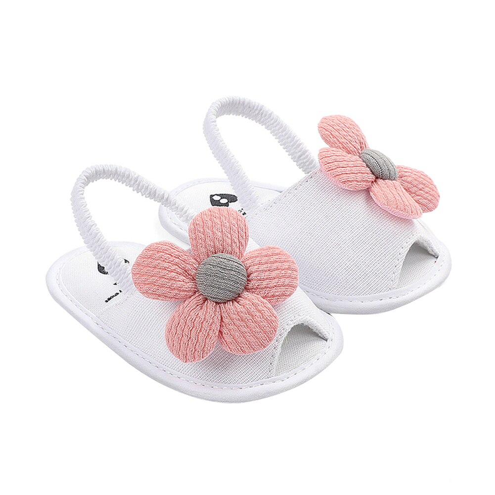 Baby Mädchen Blume Sandalen Weiche Sohle Anti-Rutsch Sommer Schuhe Kleinkind Erste Wanderer Prinzessin Wohnungen: Weiß / 0-6 Monate