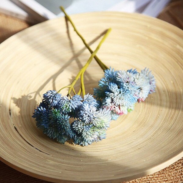 1 Pcs Soft Rubber Rice Fruit Hydrangea Flowers Wedding DIY Decoration Flower branch home decoration artificial flowers supplies: Blue