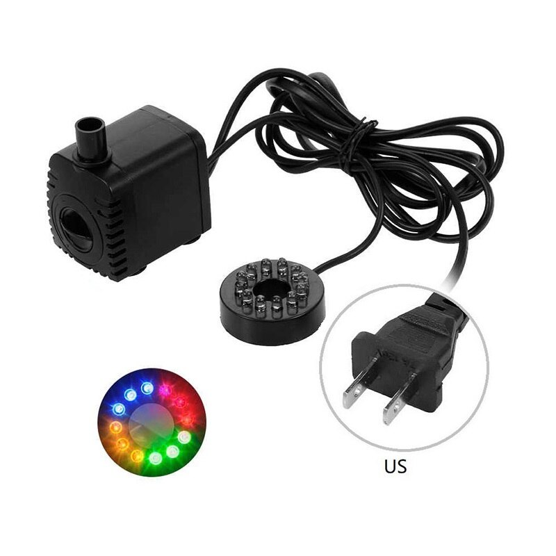 15w mini bomba de água submersível elétrica led rgb piscina luz fonte lagoa aquário tanque peixes lâmpada subaquática ue eua au reino unido: US plug