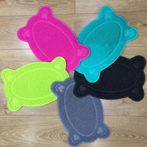OPUL Black Bone-Shaped Pet Feeding Mat – 2-Bowl Place Mat For Small Dogs, Puppies, Cats & Kittens (30x26 Cm, Non-Slip PVC)