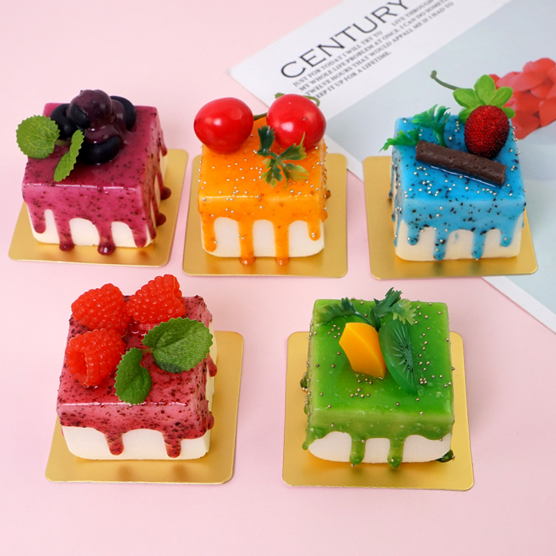 Dekoration håndværk miniaturer farve pu restaurant sød simulation frugt mousse kage model køkken fotografering dekoration rekvisitter