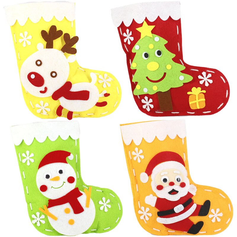 DIY Christmas Stocking Children Handmade Non-Woven Socks Craft Toys Materials Bag Kids Christmas