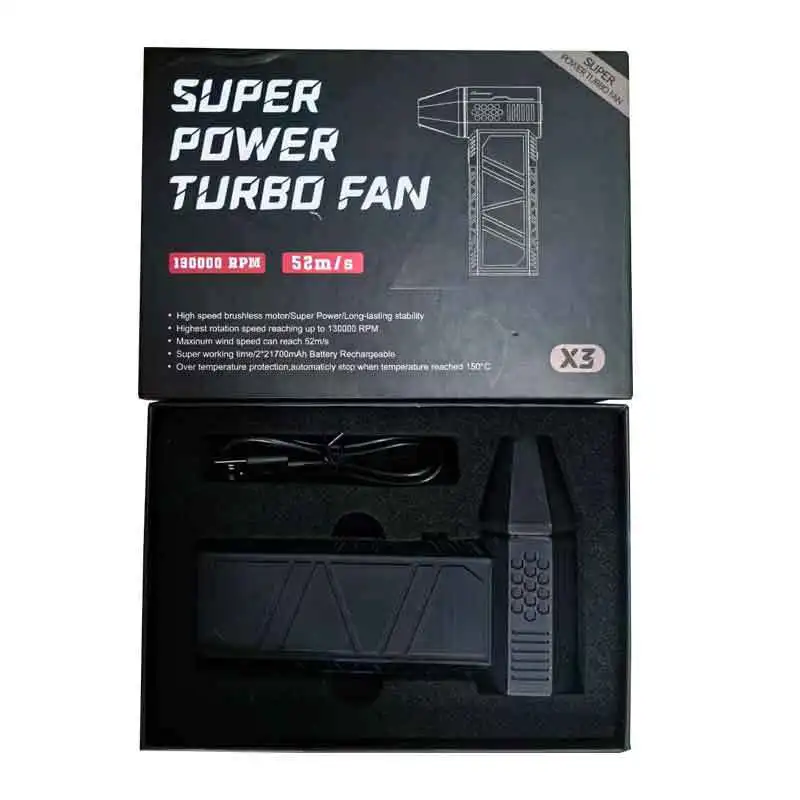 Xiaomi Mijia X3 X6 Violent Blower Mini Turbo Jet Fan Handheld Brushless Motor 130000 RPM Wind Speed 52m/s Multi Functional Fan: black