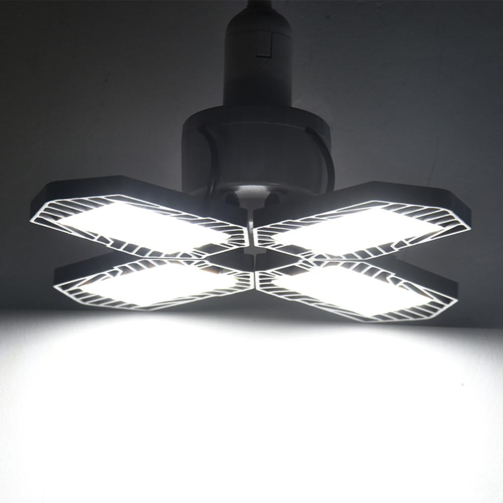 LED Garage Light Deformable Lamp Indoor Light with 4 Adjustable Panels for Warehouse Bar Basement