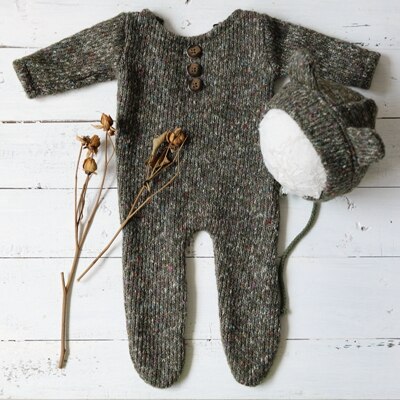 Newborn Photography Props Footed Rompers for Baby Boy Knitting Soft Photo Clothes Bebe Shooting Outfit DIY Prop Studio: Green