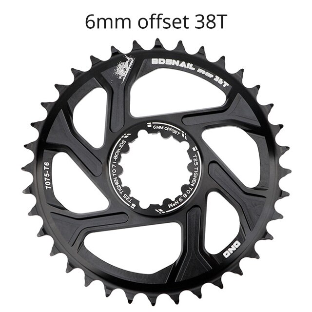 Schnecke 3mm 6mm versetzt Kettenblatt für Sram GXP SX NX GX XO X01 XX1 32/34/36/38T Fahrrad Einziges Krone Mtb überspielen Kurbelgarnitur: 6mm versetzt Schwarz 38T