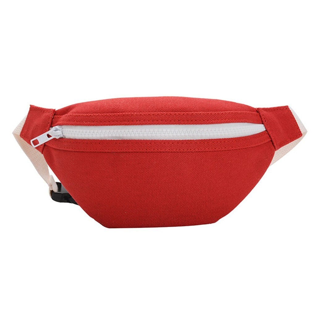 Mini riñonera de lona para niños y niñas, Cangurera roja para el pecho, cartera para teléfono, bolsa para cinturón de bebé: YF1047703