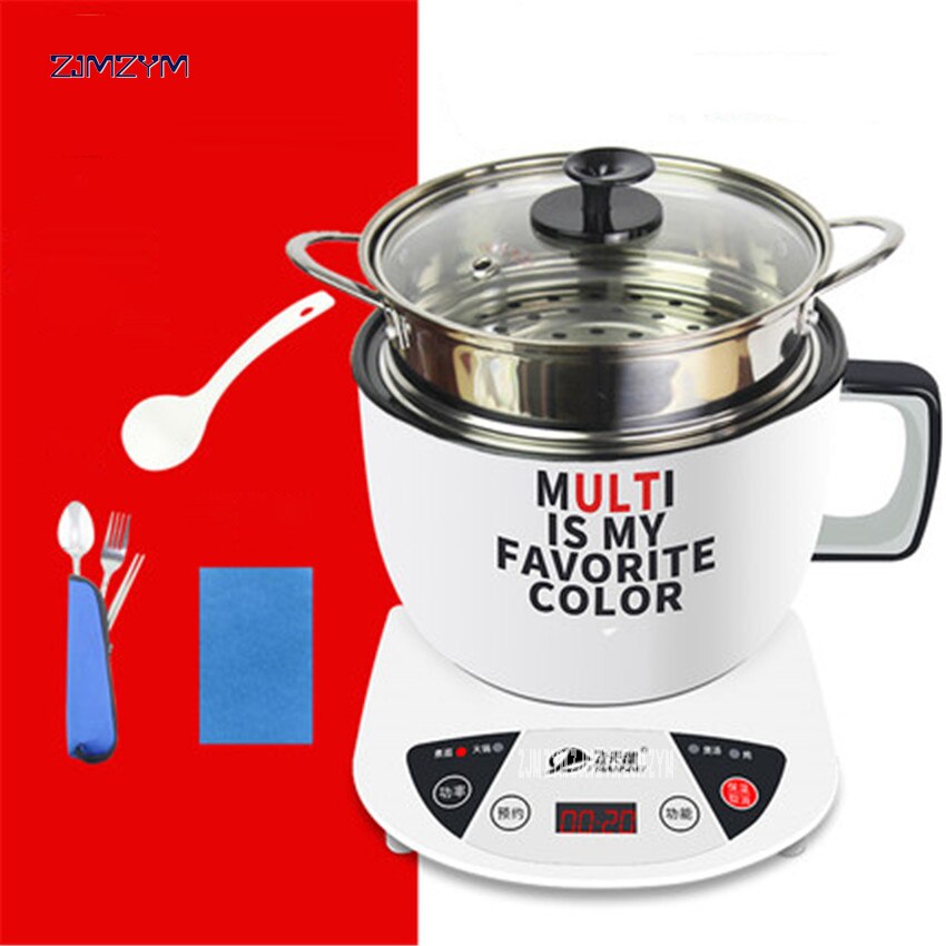 Mini Multi Cookers 1L Food Grade Stainless Steel Electric Pot Cooker Rice Boil Steamed Soup Pots Perfect for Dorm GL-ZON166