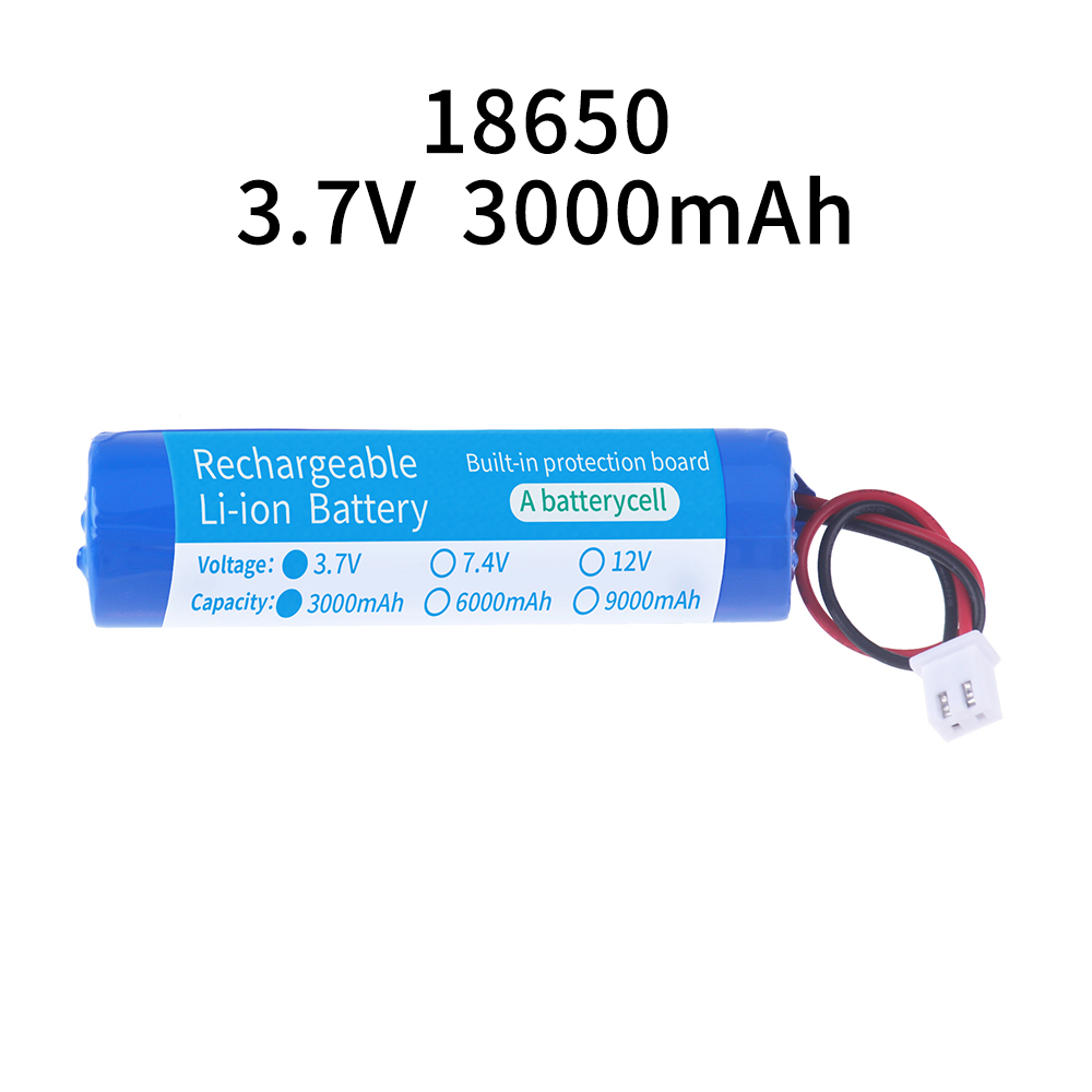 Lithiumbatterie 3,7 V 18650 mit XH2.54-2P-Stecker 3000/6000/12000 mAh wiederaufladbarer Akku zum Angeln LED-Licht Bluetooth-Lautsprecher