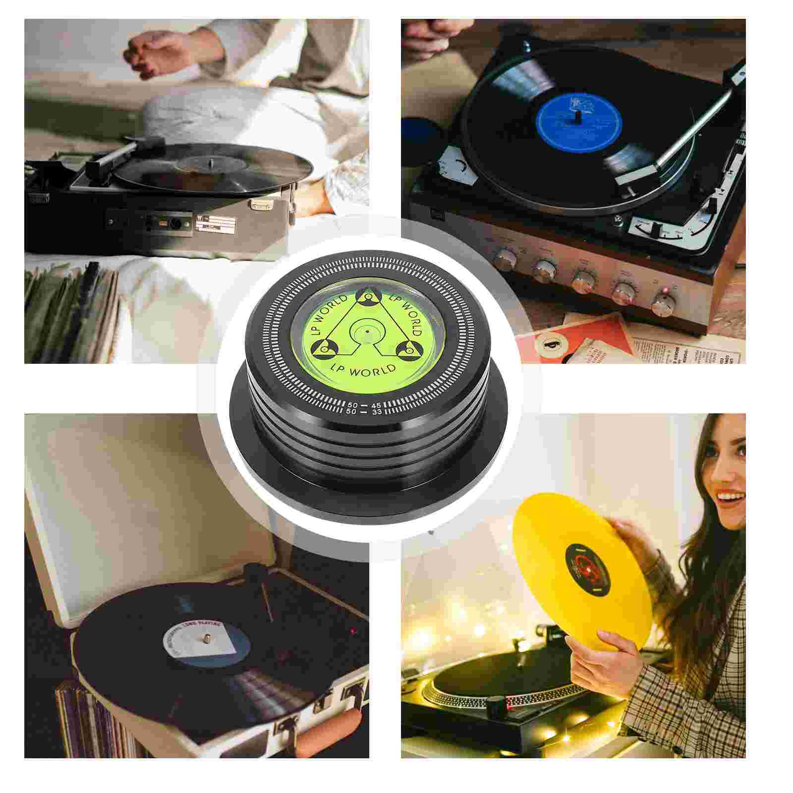 Gewichtsstabilisator für schallplattenspieler, vibrationsdämpfer, lp-schallplatten-geschwindigkeitserkennungswerkzeug, schwarz