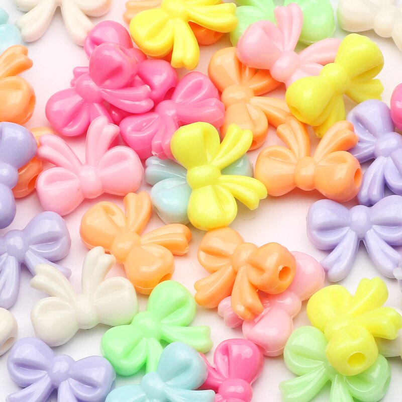 20/40/60 stück 15 x 20mm acrylperlen in bonbonfarben, schleifenform, lose zwischenperlen für schmuckherstellung, handgefertigte armbänder, diy-accessoires