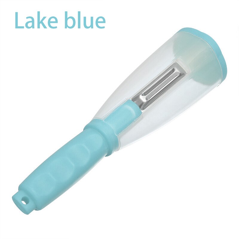 Multifunctional Storage Type Peeling Knife Peeling Knife With Storage Tube Peeler Peeling Apple Supplies Household Peeling Knife: Lake Blue    A