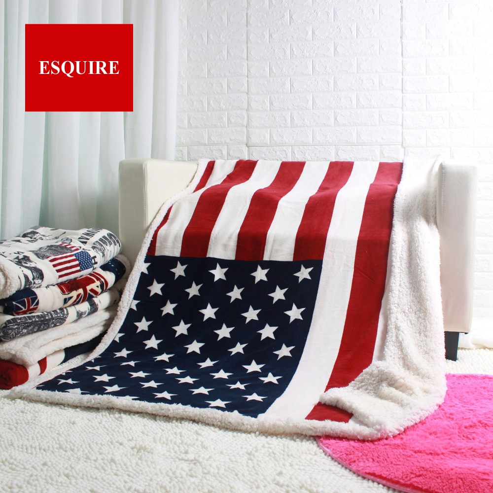 Doppel schicht dicke USA UNS UK England BRITISCHE flagge Vlies sherpa plüsch faux pelz tv Sofa decke werfen decken 50x60Zoll