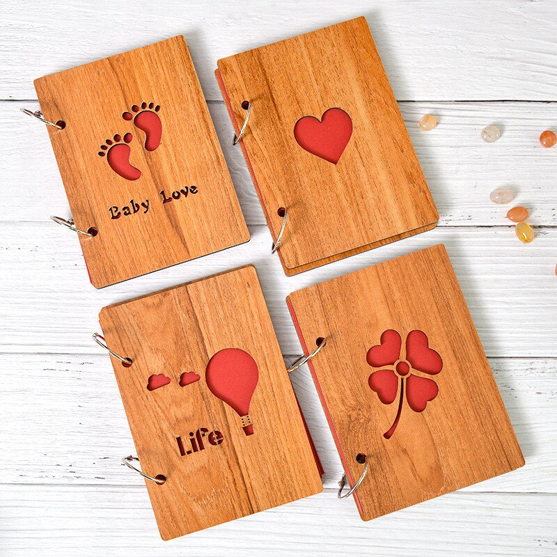 Album Photo en bois de 6 pouces, fait à la main, feuille ample, collé, pour bébés amoureux, mariage, DIY bricolage, Photo commémorative,