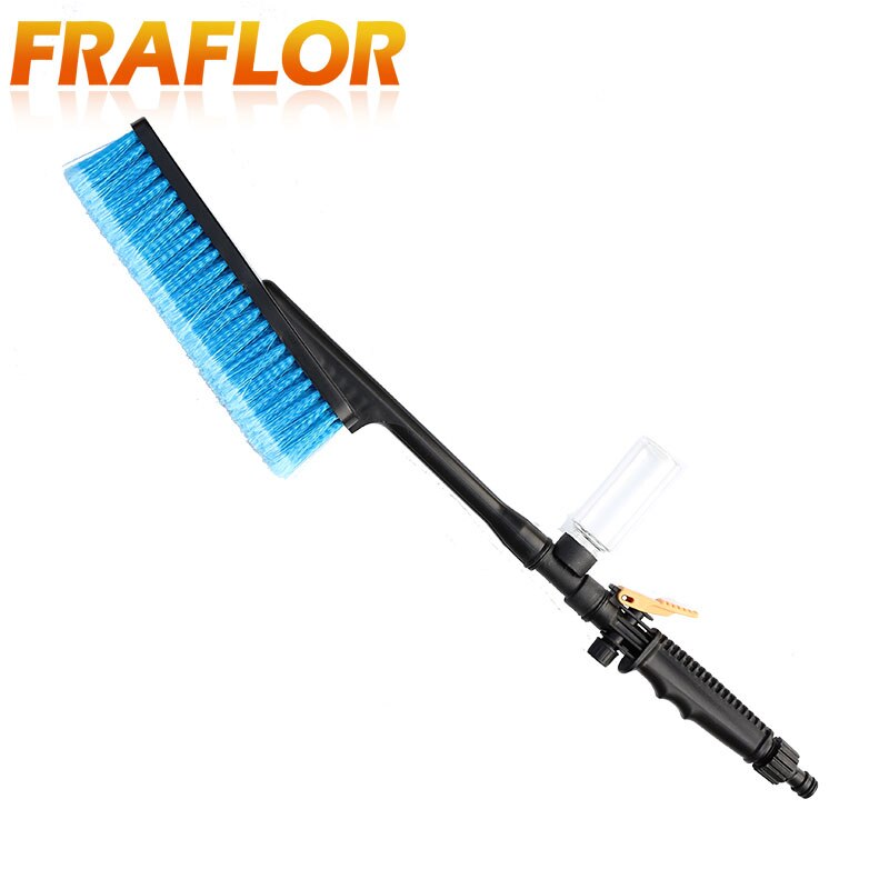 Blue Color Car Wash Brush With Retractable Long Handle Water Flow Switch Foam Bottle Car Cleaning Soft-bristle Protect the Car