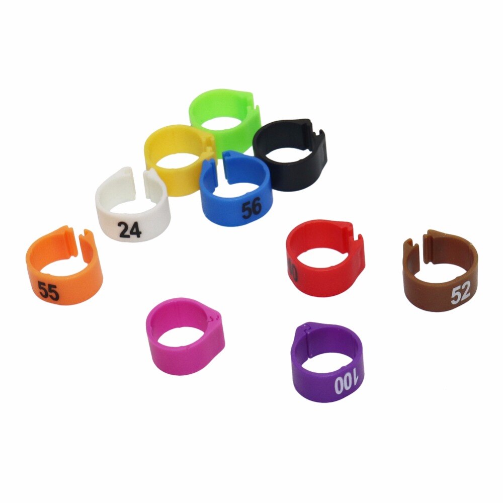 14Mm Vogel Plastic Clip Ringen Duif Gekleurde Voet Ring No.1-100 Voor 10 Kleuren Dier Carrying Levert Duif gekleurde Voet Ring