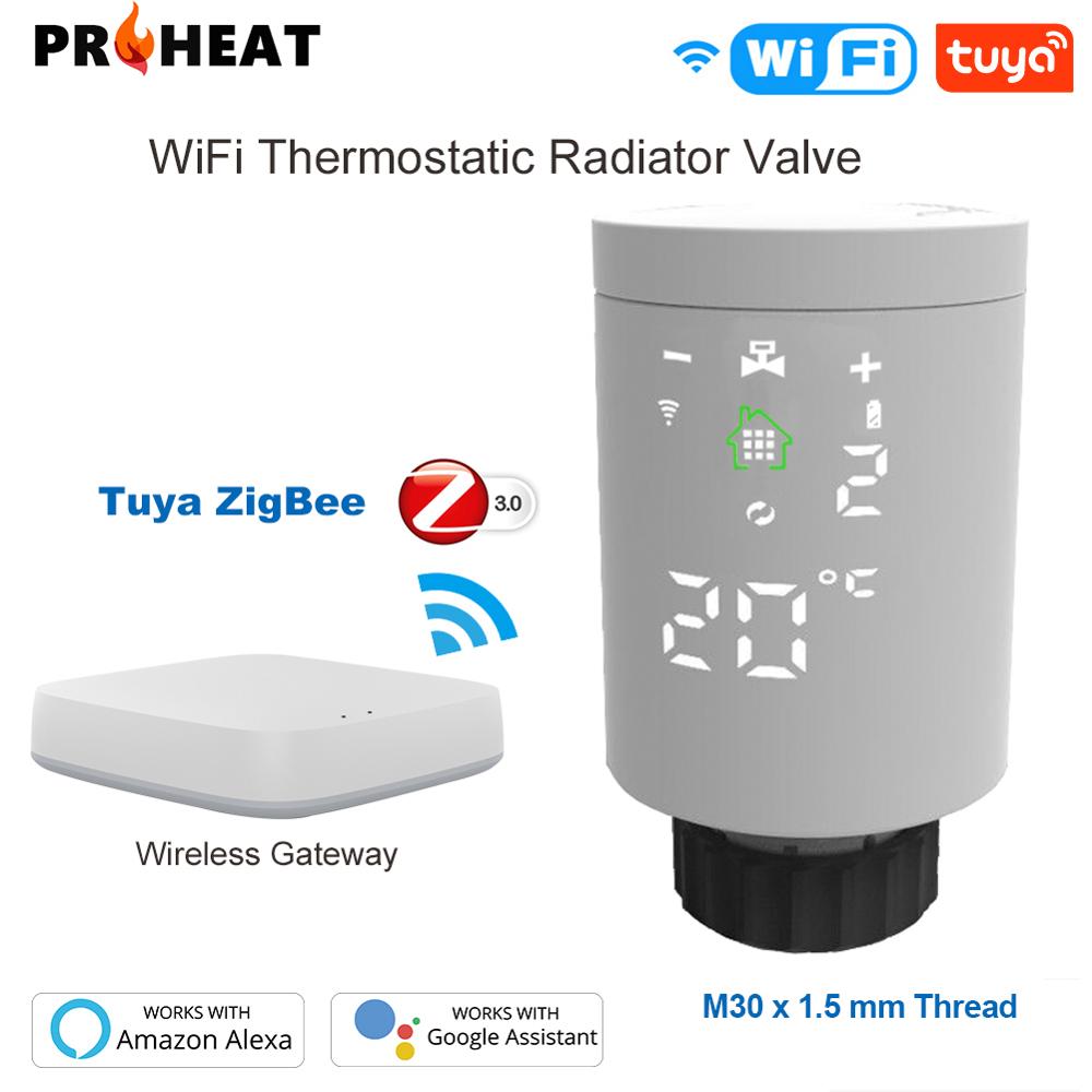 Wifi trv (termostatisk radiatorventil) termostat til radiatoraktuator varmesystem tuya zigbee  m30*1.5 temperaturkontrol
