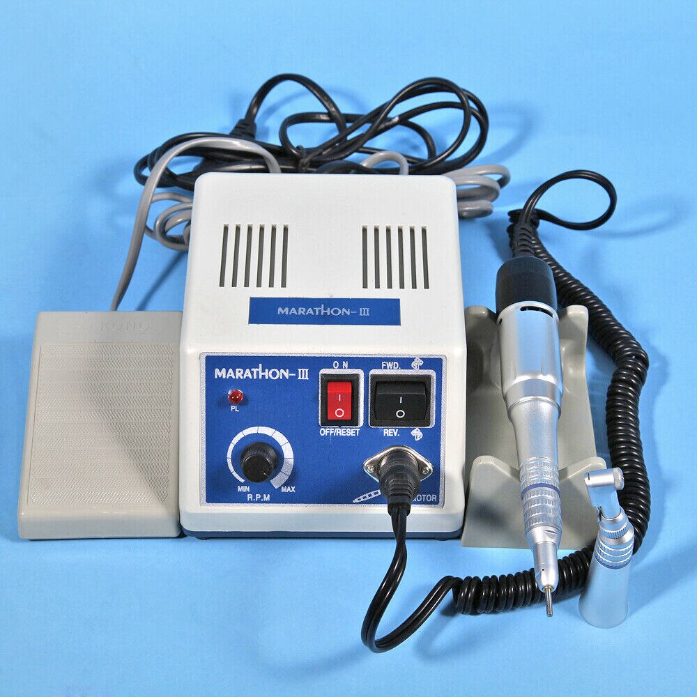 Dental Lab Marathon Electric Micromotor Low Speed Contra Angle Straight Handpiece 2.35mm Burs Drills Polishing Kits