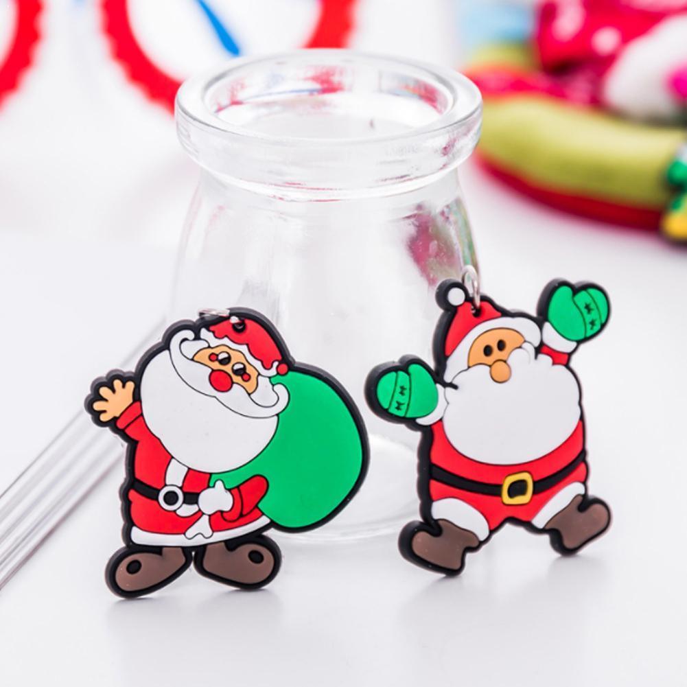 2pc kerst sleutelhangers cartoon kerstman kerstsieraden voor mannen vrouwen claus sneeuwpop sleutelhanger penda  x8 u 8