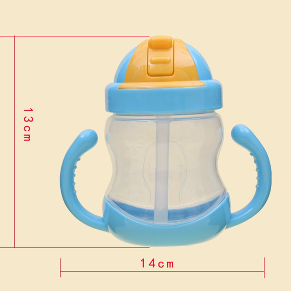 280 ml fodringsflasker med brede mundkopper tæthedsstrå suges vand med håndtag mælkesilikone babyer, der drikker træning