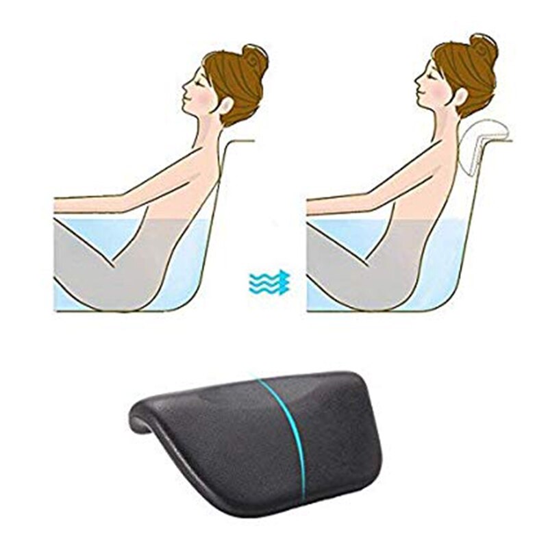 Spa-badepude, pu-badepude med skridsikre sugekopper, ergonomisk hjemme-spa-nakkestøtte til afslappende hoved, nakke, ryg og skulder