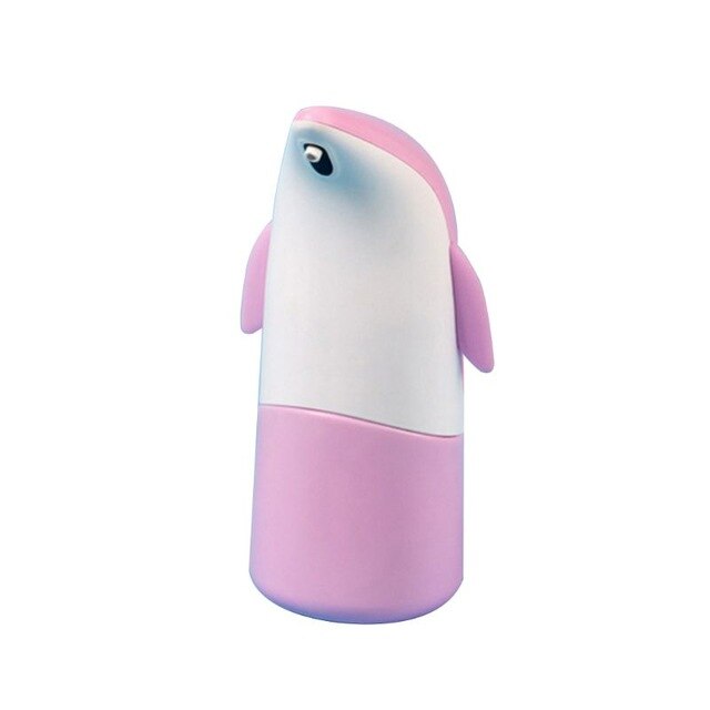 Bonito pingüino automático de inducción lavadora de mano espuma dispensador de jabón 0,8 s inducción infrarroja para la familia del bebé Smart Home Cocina: Pink