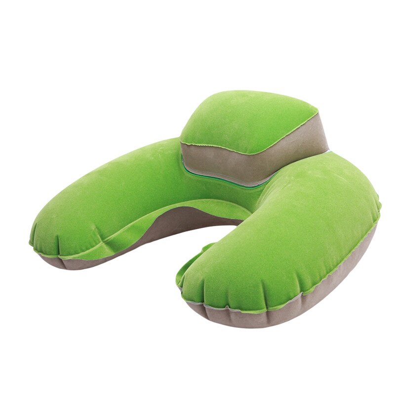 Draagbare Lucht Kussen Opblaasbare U-vorm Nek Blow Up Kussen Pvc Massaal Vouwen Reizen Kantoor Vliegtuig Kussen: Green