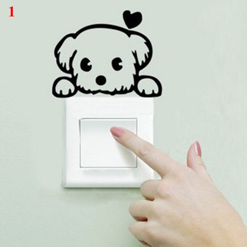 Cartoon Animal Patterns Switch Stickers Kids Room Home Decoration 3D Wall Decal On-off Switch Sticker Switch Outlet Wall Sticker: black
