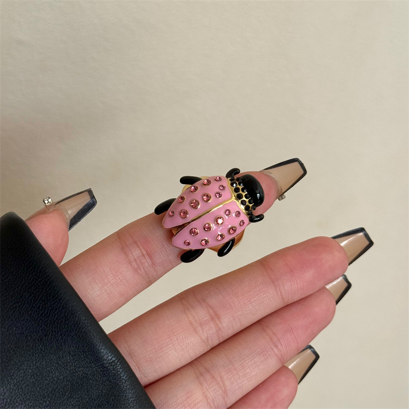 HangZhi Vintage esmalte Rhinestone insecto anillo colorido lindo mariposa escarabajo Punk Y2K joyería para mujeres