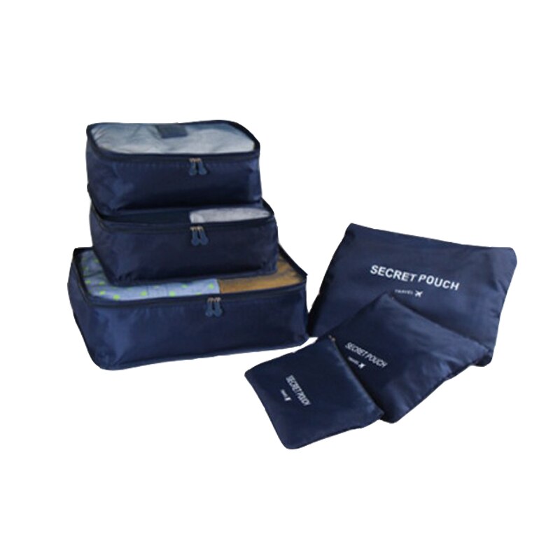 HMUNII 6pcs/set Baggage Travel Organizer Bag Waterproof Luggage Organizer Suitcase Bag Clothes Arrange Travel Accessories: Navy