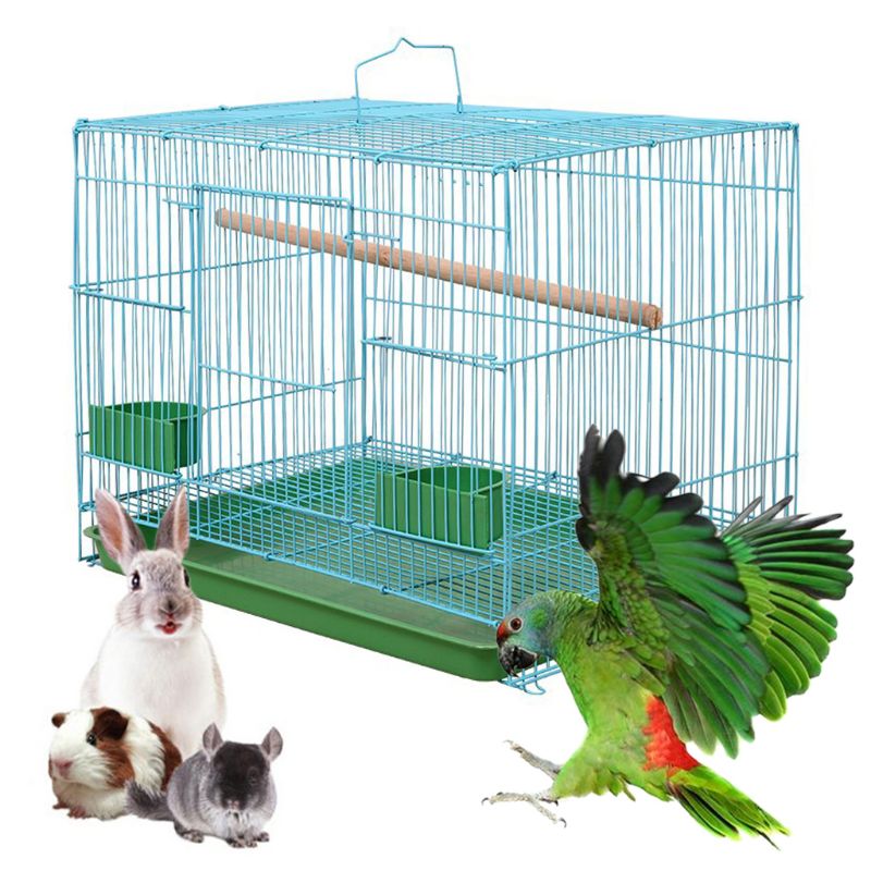 Wire Rectangular Small Cage for Small Birds and Canaries Re kord Equipped with Bird Standing Stick and 2 Semicircular