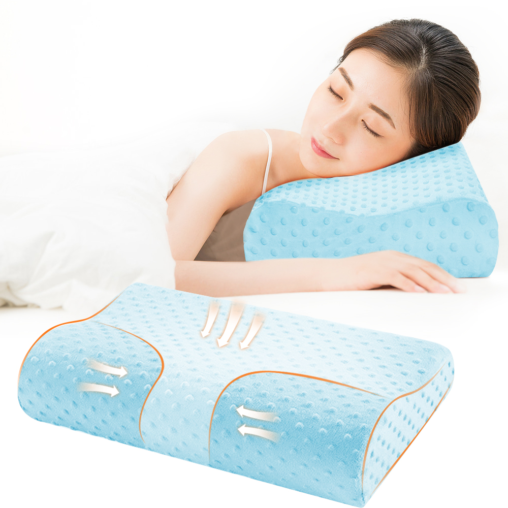 Memory Foam Beddengoed Kussen Vlinder Vormige Ontspannen Nek Bescherming Orthopedische Trage Rebound Cervicale Voor Gezondheidszorg 50x30cm: B Blue 40x25cm