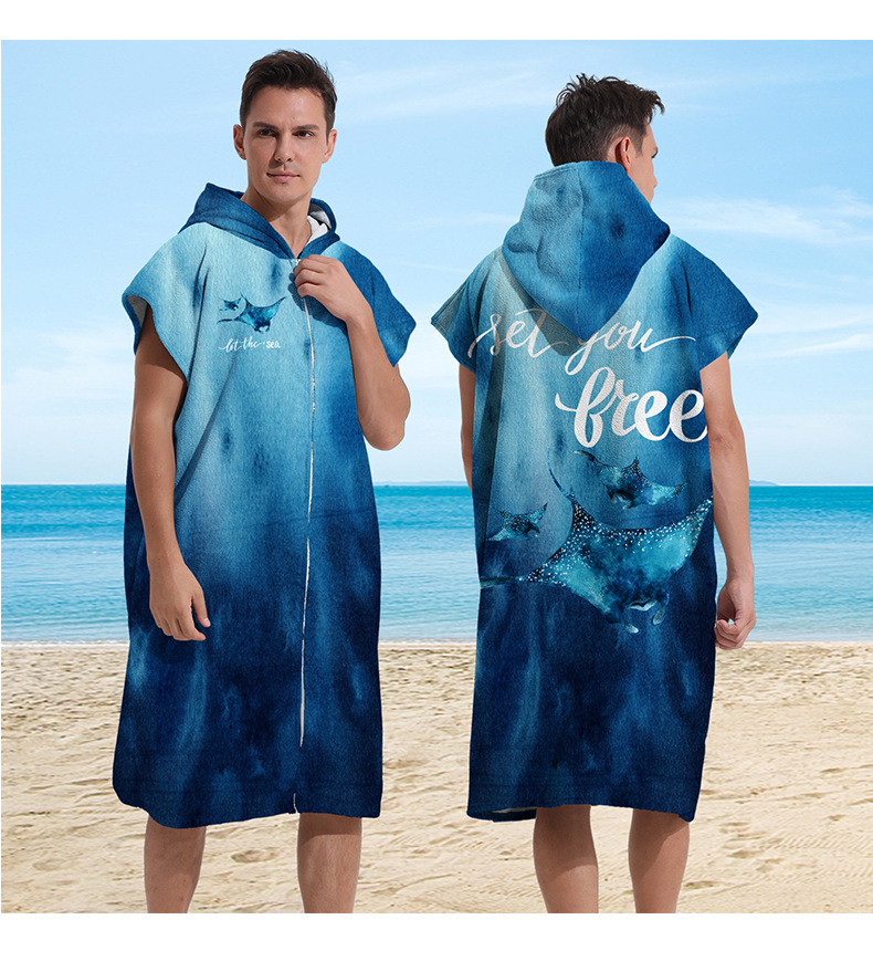 Strandtuch mit Kapuze für Männer und Frauen, Kapuzenhandtücher, Bademantel für Erwachsene, schnell trocknend, leicht, weich, Mikrofaser-Poncho, Bademantel: Silber
