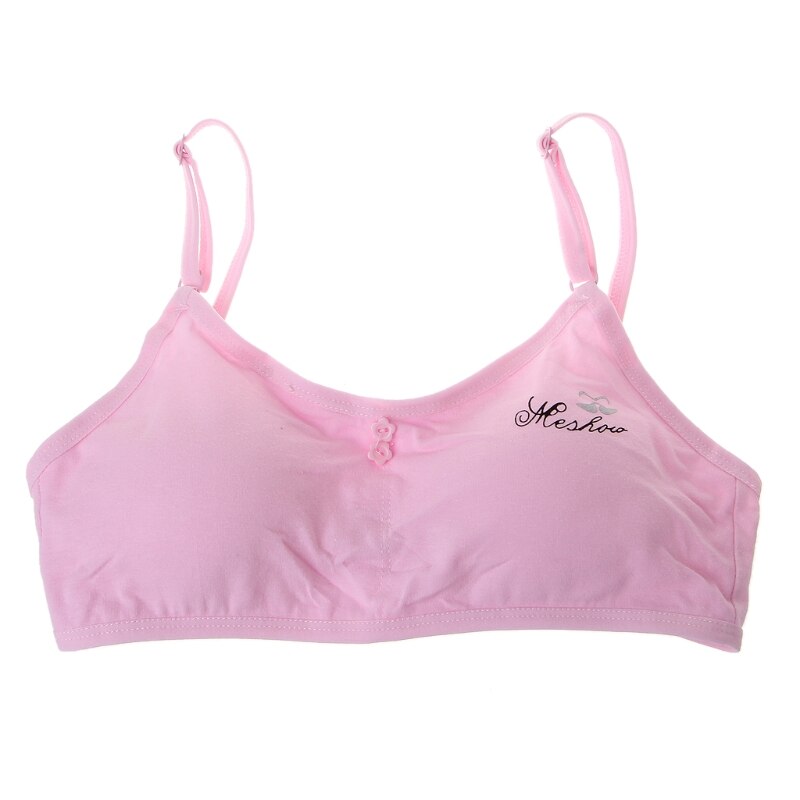 Tienerondergoed katoenen letterprint bh voor jonge meisjes voor yoga sporten hardlopen aangepaste verwijderbare spons pads als trainingsbh: Roze