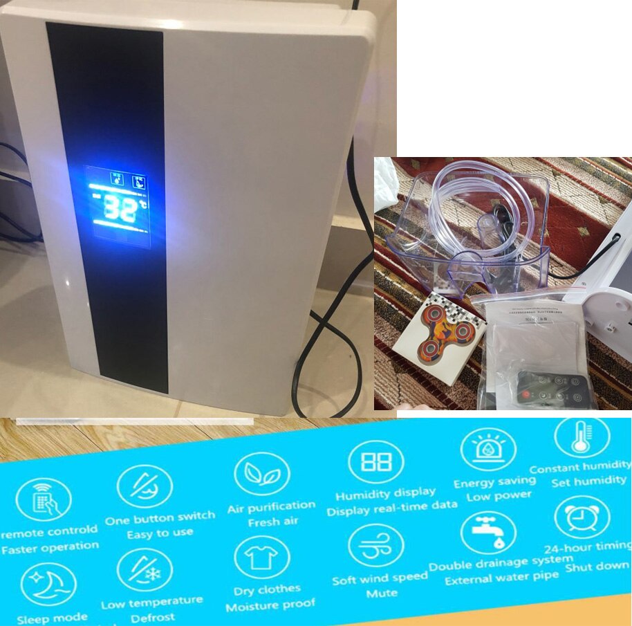 2.2l smart hjem affugter storskærm lcd display lufttørrer automatisk spand fuld lukningsrenser med fjernbetjening