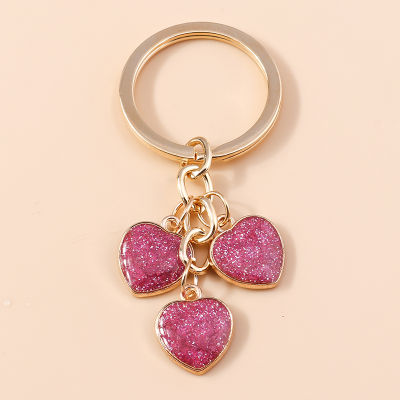 Bonito llavero esmaltado con forma de estrella y lentejuelas, dijes para mujer y niña, llavero con colgantes, llavero de coche, bolso, decoración, de joyería: Rosa oscuro