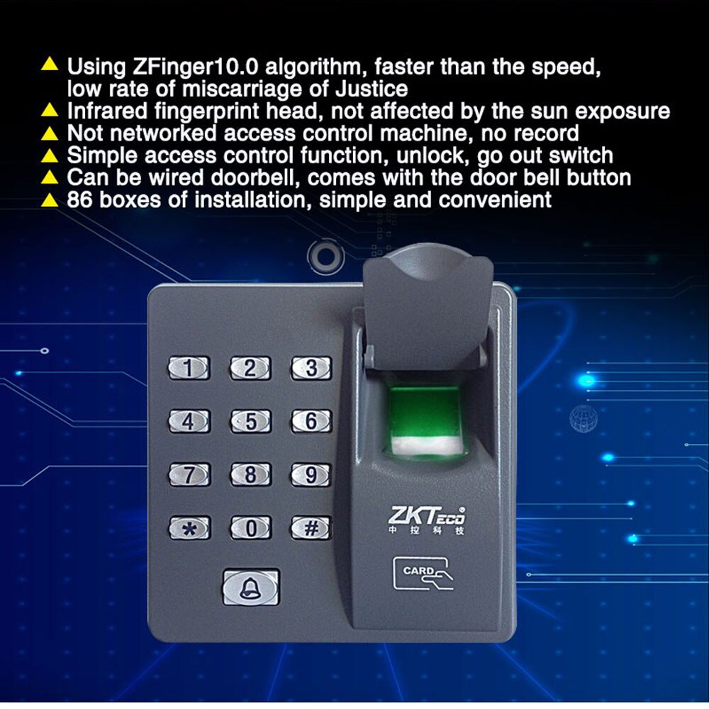 Fingerprint access control with keypad access control system with 10pcs RFID keyfobs