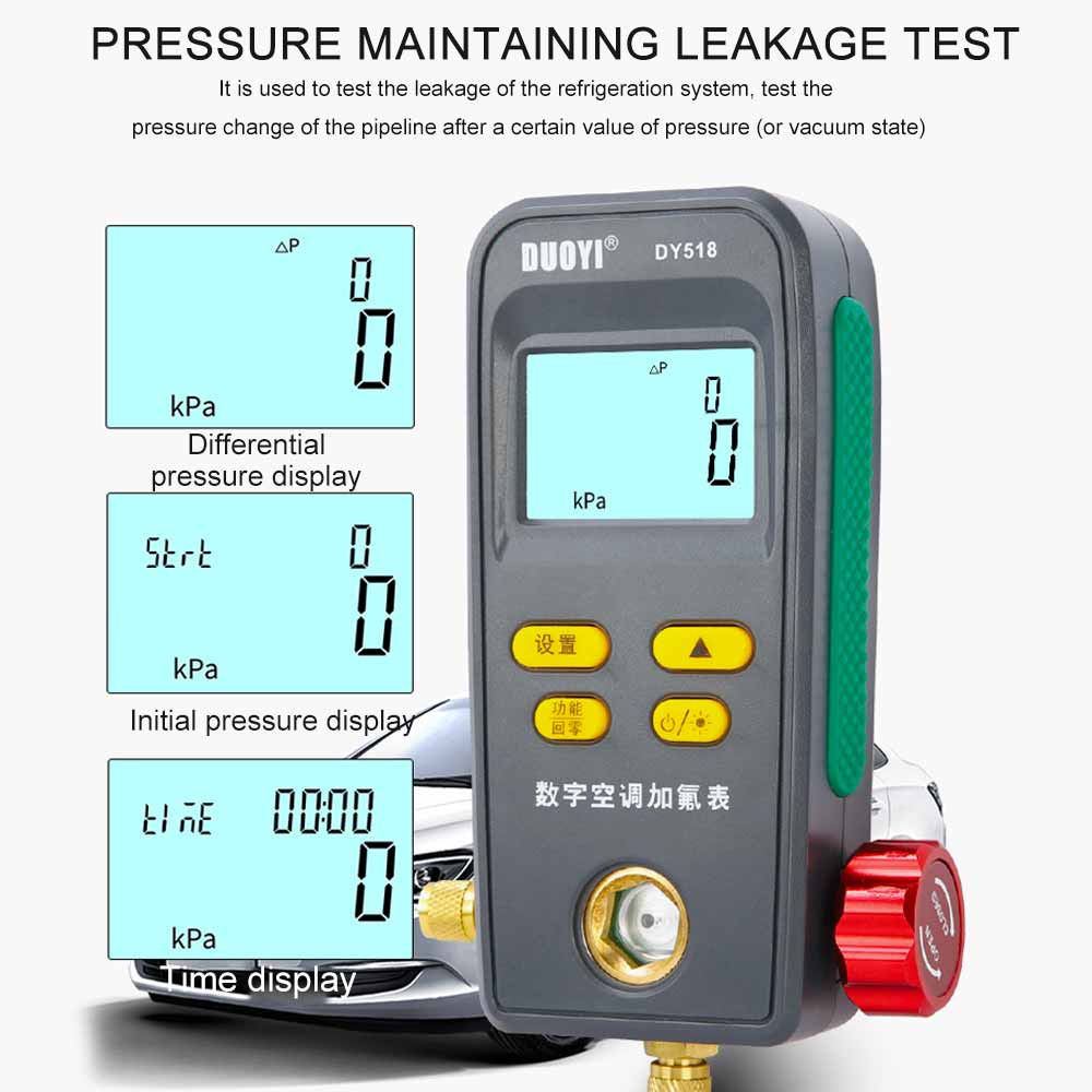 Digital Air Conditioner Manifold Gauge Refrigeration Pressure Gauge Maintenance Pressure Gauge HVAC Temperature Tester Car