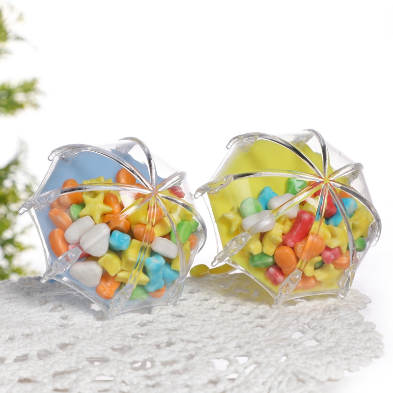 12 Stuks Mini Plastic Paraplu Vormige Candy Box Wedding Party Gunsten Baby Shower Decoratie