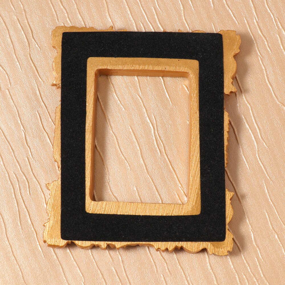 Retro Rectangle Resin Picture Frame Golden Mini Photo Frame Desktop Ornament Jewelry Display Frame for Bedroom
